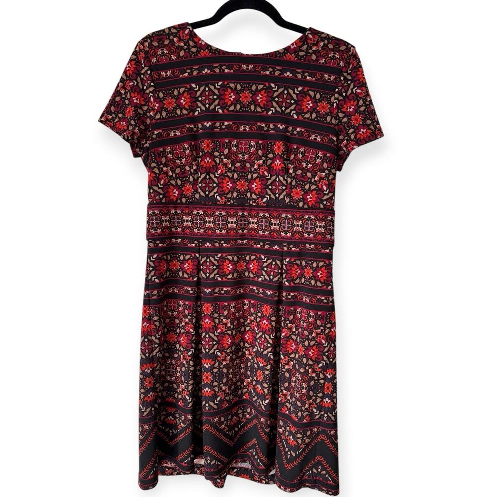 Chicos Red Dark Floral Sheath Dress Size Small Chicos 0.5